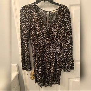 Romper long sleeve cinched waist